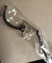 Brazalete triangular redondo de cuero negro para hombre y mujer, cuerda de cuero antigua Vintage, moda clásica, película de película, joyería, venta al por mayor