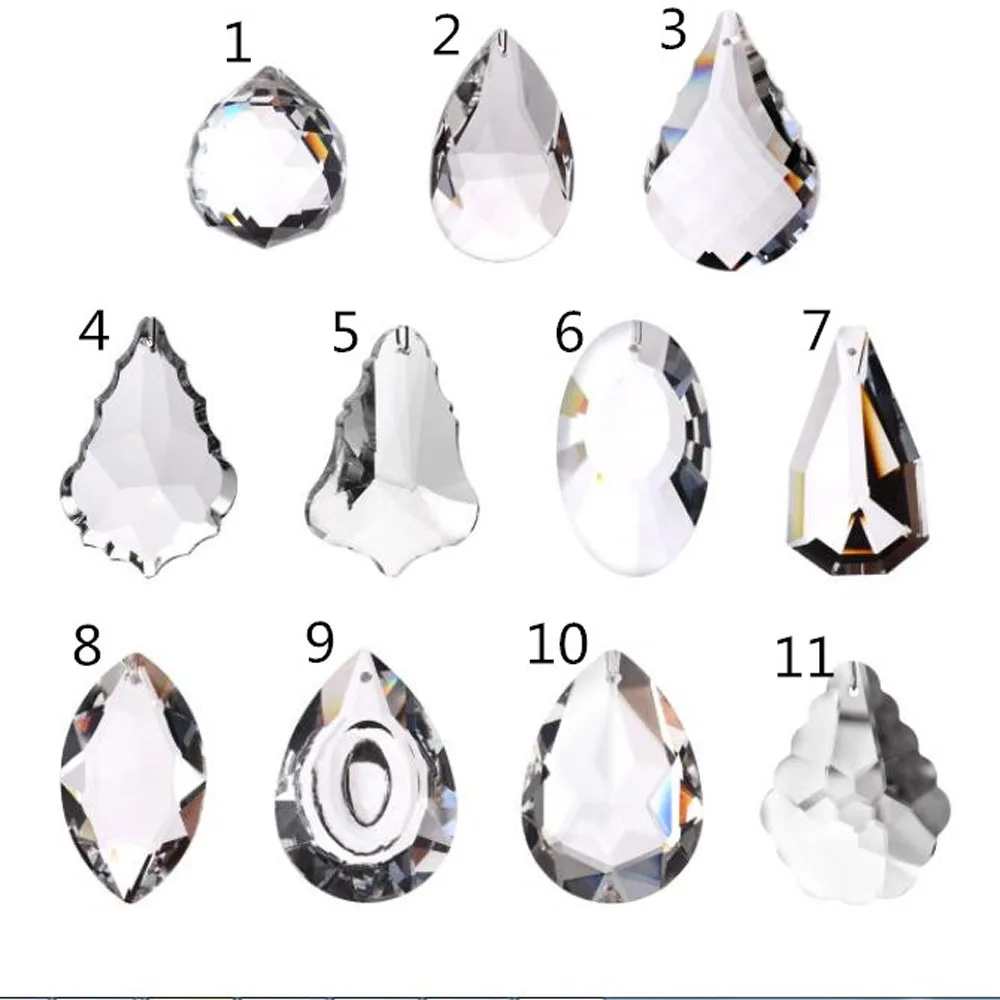 50mm Clear Faceted Crystal Pendant Prisms 2PCS for Ornament Curtain Chandelier Lamp Lighting SunCatcher Hanging Fengshui Parts