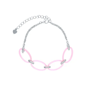 

Silver Bracelet with ceramics and cubic zirconia sunlight sample 925