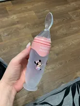 Disney-cuchara para pasta de arroz para bebé, botella de leche de silicona suave, suplemento de alimentos para bebés, artefacto para apretar, cuchara para arroz y fideos