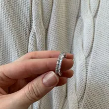 Huitan-anillos de promesa de amor para mujer, joyería de boda, cristal cuadrado pavimentado, circonita, anillo de compromiso de boda elegante, nuevo