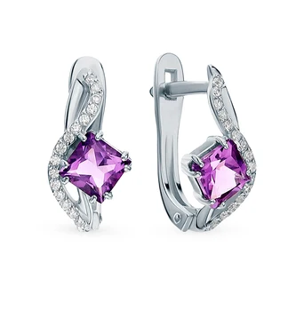 

Silver earrings with amethyst and cubic zirconia sunlight sample 925