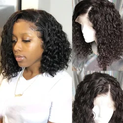Deep Wave Closure Human Hair Lace Front Bob Wig 13x4 Lace Frontal Loose Deep Curly Lace Front Wig With Baby Hair For Black Women
