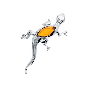 

Silver brooch with amber sunlight