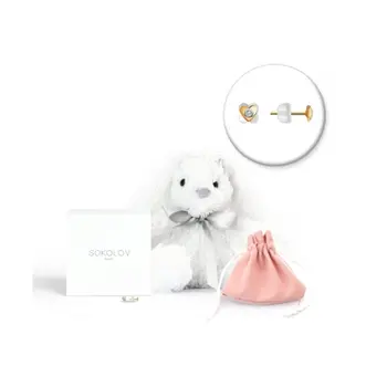 

Sokolov earrings in gold with diamonds with a soft toy "Hare", fashion jewelry, 585, women's/men's, male/female