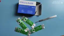 Cuchillas quirúrgicas para bisturí, cuchillas de bisturí Dental, médicas, esterilizadas, 100 Uds.