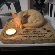 Stones Memorial Pet-Grave-Markers Paw-Print Garden Personalizable Cat with 3-D Cat-On-The-Top