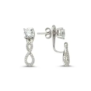 

Angemiel 925 Silver Zircon Cubic Zirconia Infinity Dual Earrings
