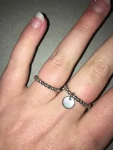 Anillo elástico con colgante redondo de corazón de Metal para mujer y niña, anillos de plata de Color de cuenta, joyería sencilla para dedos
