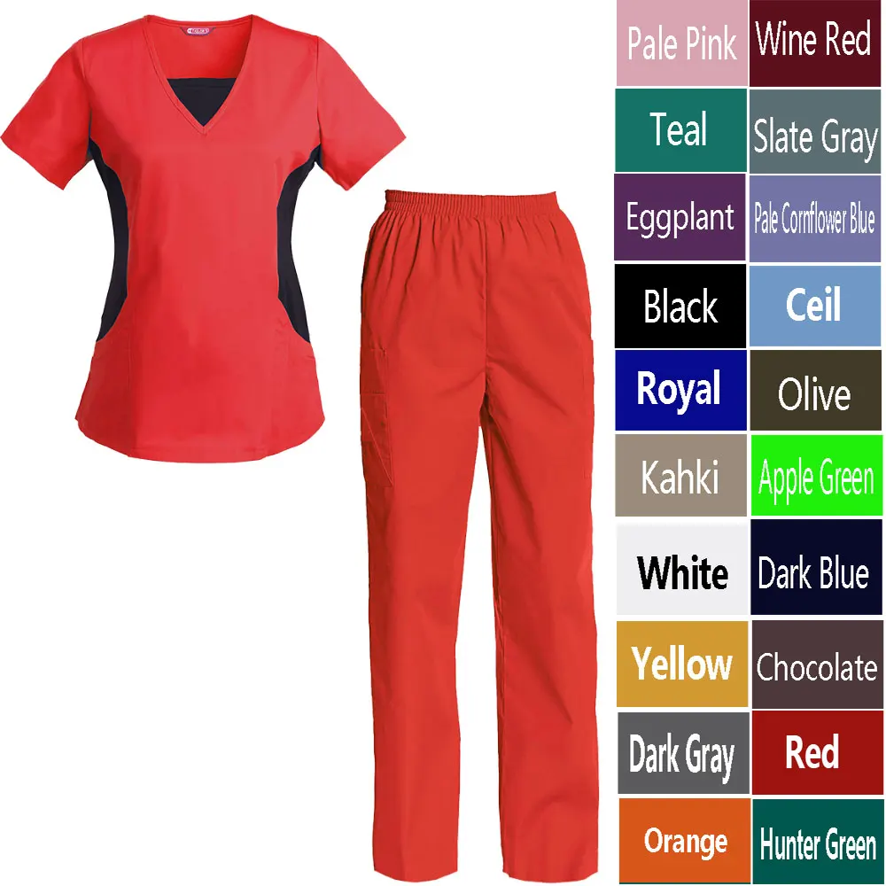 Women's Scrub Set Nursing Uniform Set Top and Pants