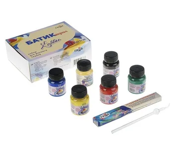 

Set of paints on silk gamma batik-acrylic 5 colors 1 reserve 1 tube