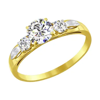 

Sokolov ring in yellow gold with Swarovski Crystals zirconia, fashion jewelry, 585, women's male