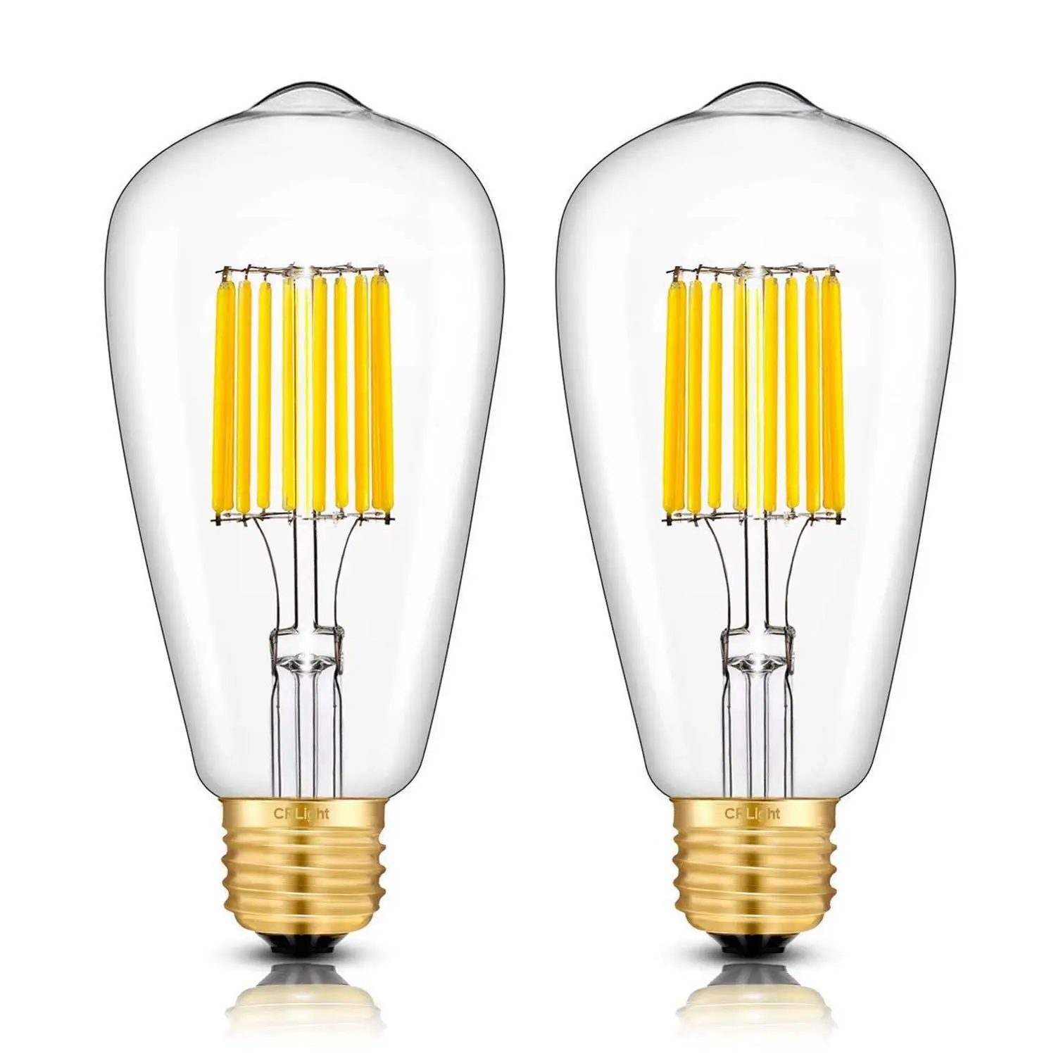 

LED Bulb 3200K Soft White, 700LM 70W Equivalent E26 Medium Base, Vintage ST64 Clear Glass LED Filament Light Bulbs, Pack of 6