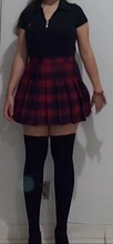 Plaid Skirt Pleated Harajuku School-Girl High-Waist Korean Plus-Size Women Zipper Sexy
