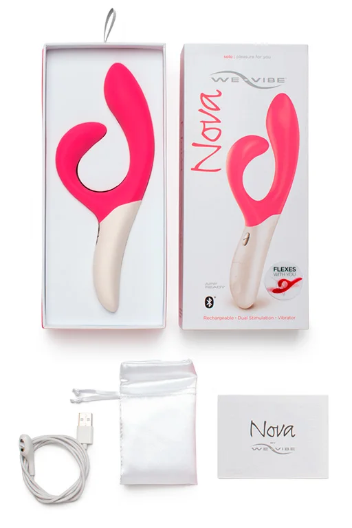 Розовый вибромассажёр с клиторальным отростком We Vibe Nova Pink- 21,5 см