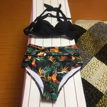 Bikini Bodysuit Biquini Swimwear Women Sexy HALTER High-Waist Plus-Size Summer XXL