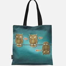 Многоразовая хозяйственная сумка эко женская сумка складная сумка для пляжа повседневное использование сумка на плечо Повседневная парусиновая с принтом совы