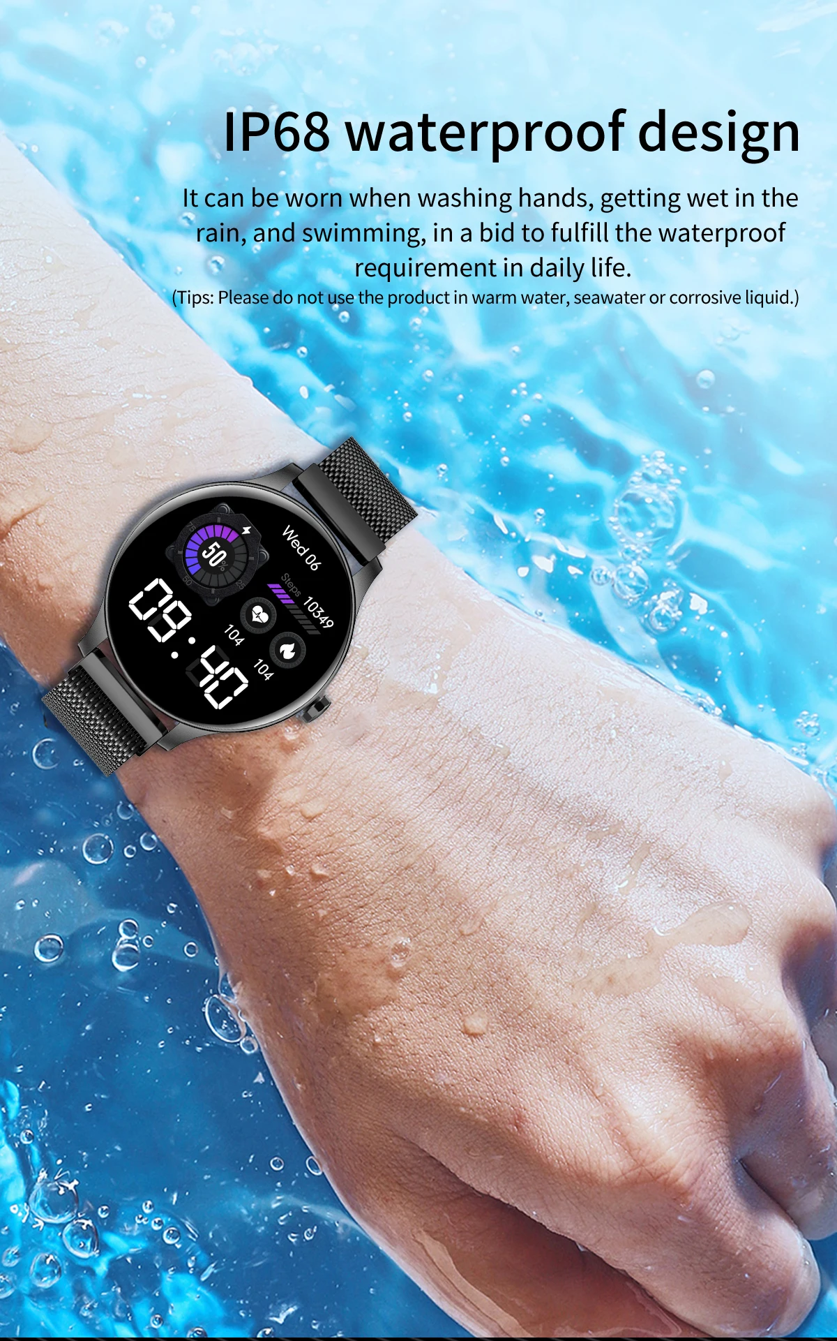 Gadgend women smart watch sports fitness tracker clock ip68 waterproof smartwatch women men for ios xiaomi android