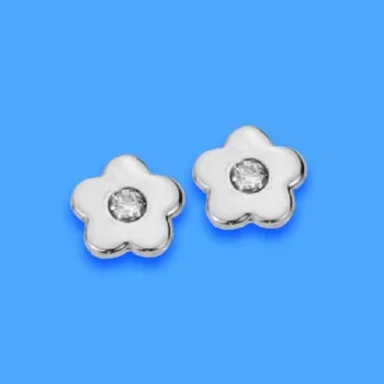 

GOLD EARRINGS FLOWER WHITE GOLD STONE