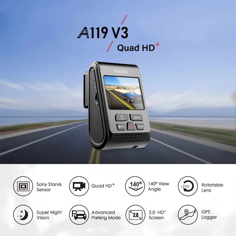 VIOFO A119 V3 Автомобильный видеорегистратор, новейшая версия, супер ночное видение, Новейшая автомобильная камера 2560*1600P 30fps, опция GPS, 2019 VIOFO A119 V3 Автомобильный видеорегистратор, новейшая версия, супер ночное видение, Новейшая автомобильная камера 2560*1600P 30fps, опция GPS, 2019