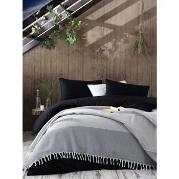 

Bed Cover Striped Fringed-Diamond Anthracite Double Personality