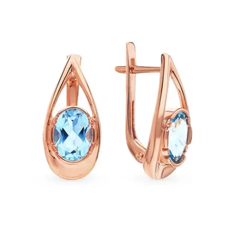 

Gold earrings with Topaz sunlight sample 585