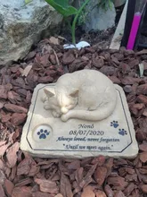 Stones Memorial Pet-Grave-Markers Paw-Print Garden Personalizable Cat with 3-D Cat-On-The-Top