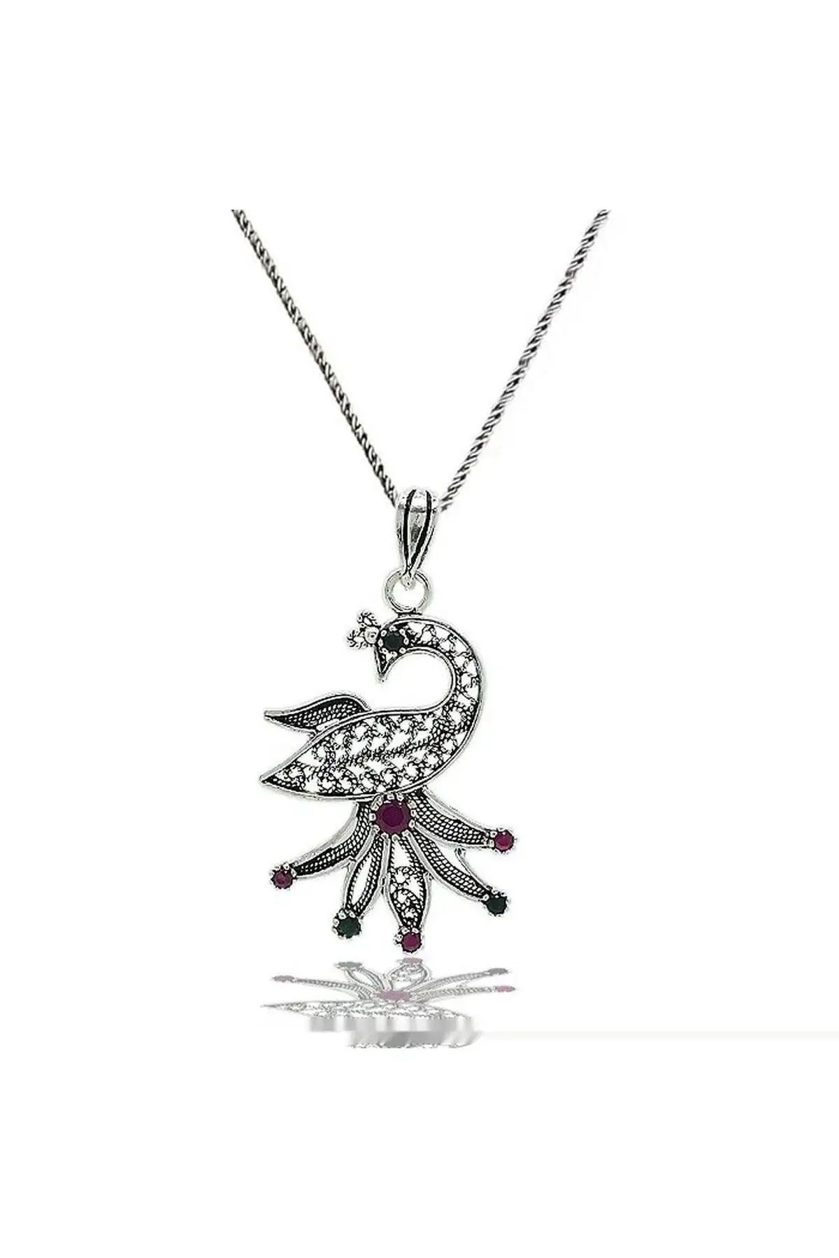 

Silver Peacock Filigree Pendant