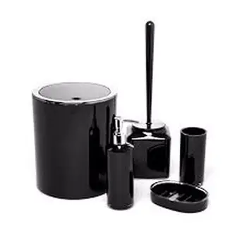 

Free Shipping Bathroom Set 5 Pieces Acrylic The Product's Colour is Black Like Metal