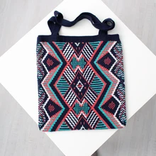 Tote-Bag Crochet Daily-Handbag Aztec Open-Shopper Gypsy Knitting Boho Chic Woolen Female