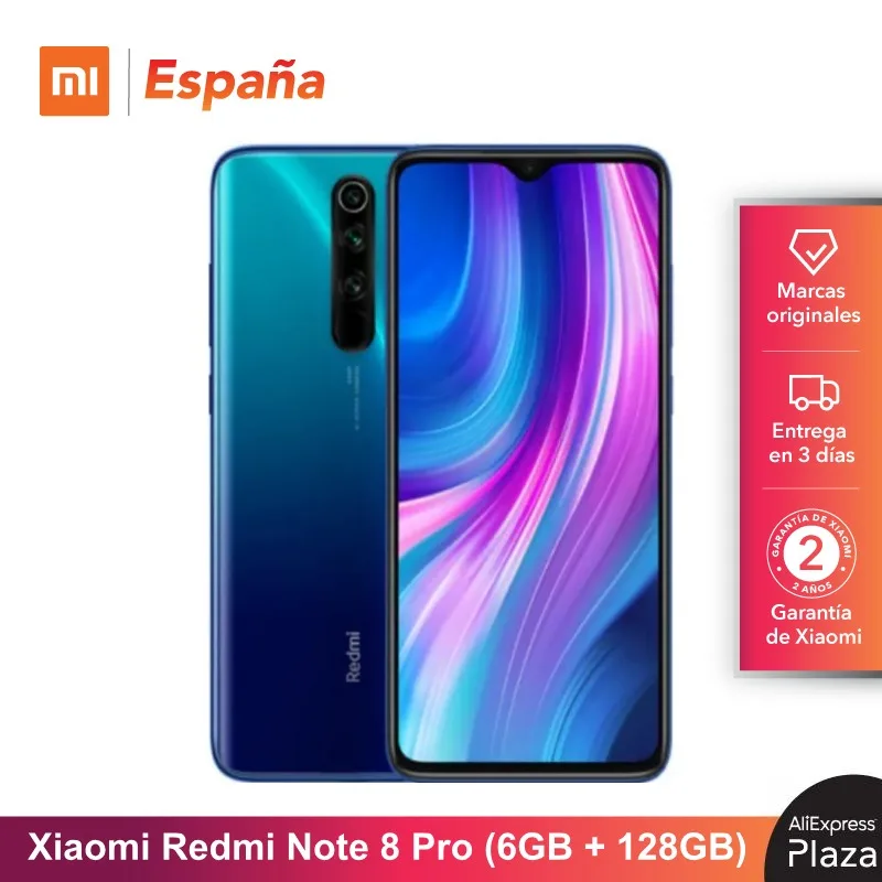 Xiaomi Redmi Note 8 Pro (128GB ROM, 6GB RAM, Cámara de 64 MP , Android, Nuevo, Libre) [Teléfono Movil Versión Global para España