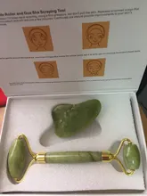 Rodillo masajeador Facial raspado Guasha Natural, doble cabezal, piedra de Jade, Estiramiento Facial, cuerpo, cuello delgado, herramientas de masaje de elevación fina
