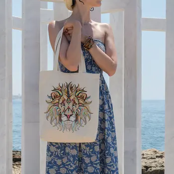 

Angemiel Bag Brown Tones-Maned Lion Shopping Beach Tote Bag