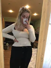 Suéter de punto para mujer, Jersey de manga larga con cuello de corazón, informal, a la moda, ajustado, Tops de punto, novedad de 2021