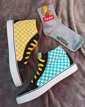 Zapatillas de lona con estampado de dibujos animados para hombre y mujer, zapatos vulcanizados de alta calidad para monopatín, primavera y verano