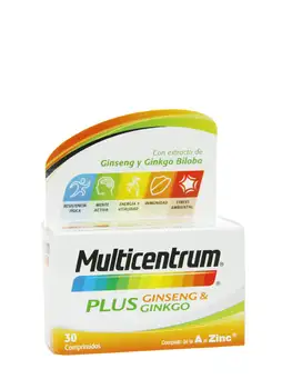 

Multicentrum Plus ginseng and ginkgo 30 tablets. Multivitamin, helps maintain your physical performance and active mind