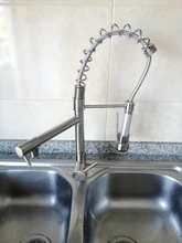 Kitchen Faucet Double-Nozzle Water Stretch-Spring Pull-Out Single-Handle 360-Rotating