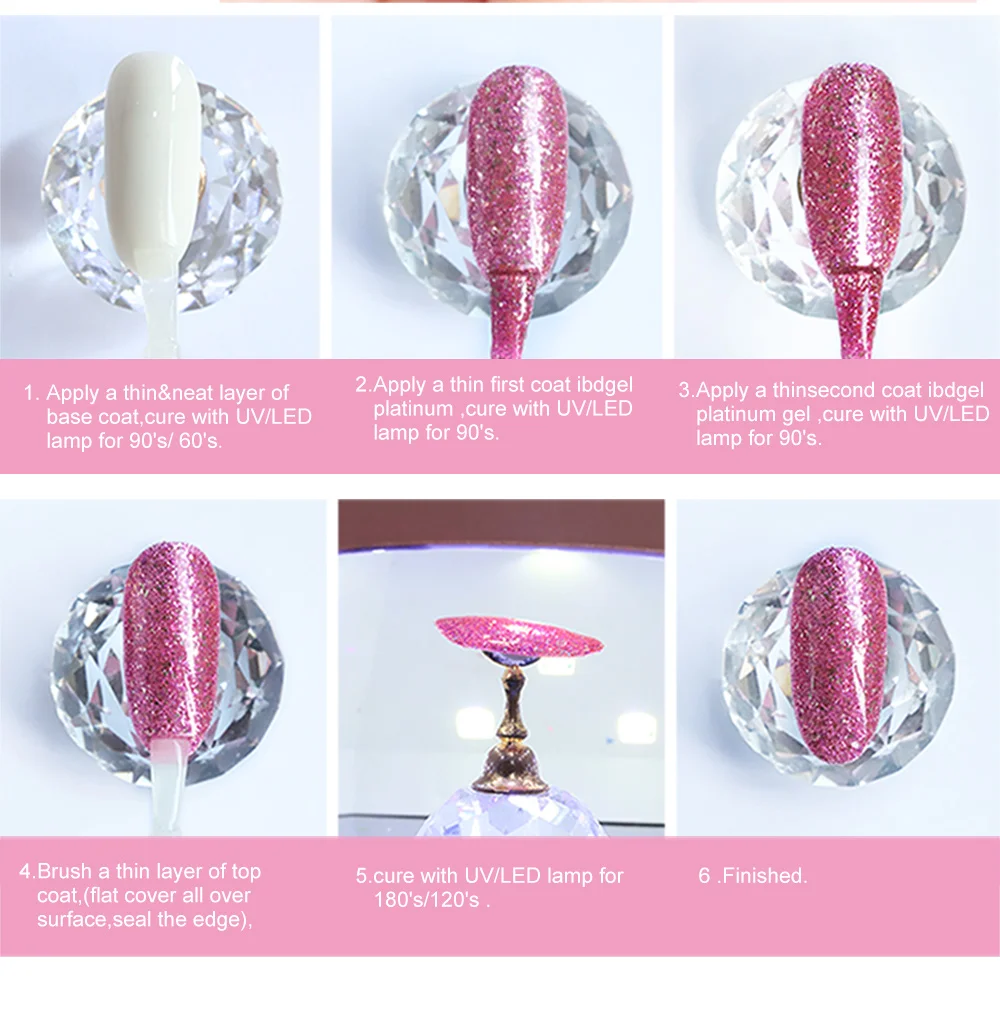 Ibdgel 6pcs 8g/jar Bling Platinum Гель-лак для ногтей Soak Off UV светодиодный Гель-лак для ногтей 18 цветов