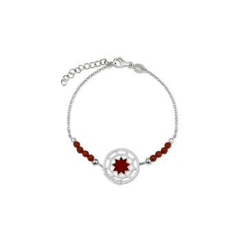 

Silver bracelet Mom Star Red Stones