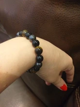 Pulsera de piedra Natural con Triple protección, brazalete de hematita y obsidiana negra, Ojo de Tigre