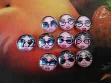 Botones a presión de 18mm para cara de niña, 10 Uds. Redondas mixtas, foto de cristal, cabujón, estilo para pulseras a presión de 18mm, regalo de joyería
