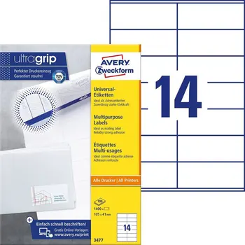 

Avery zweckform Universal labels, 105x41mm ,8, 1400 pieces, 10