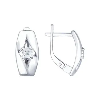 

Sokolov silver drop earrings with stones with diamonds, fashion jewelry, 925, women's male, long earrings