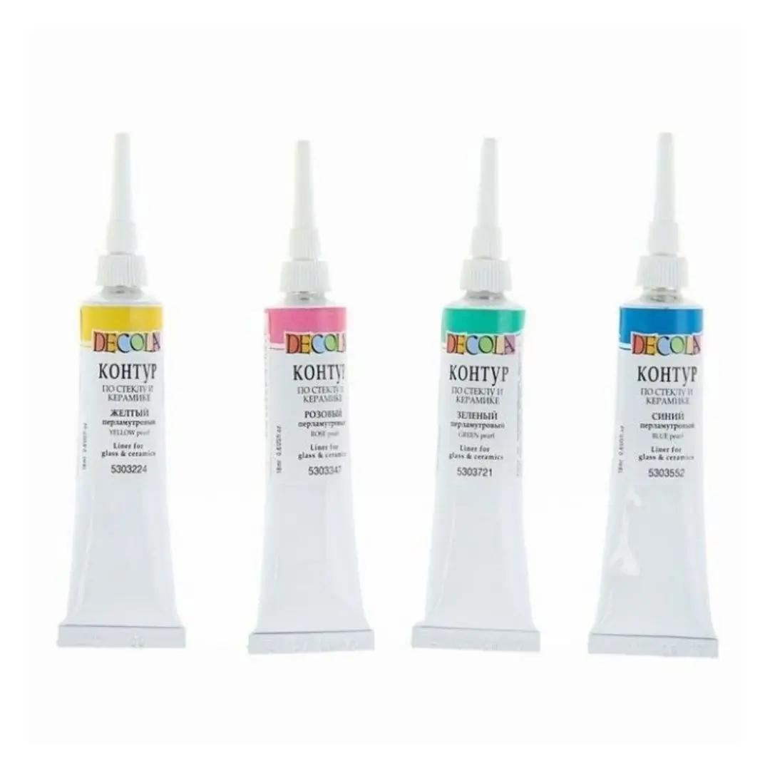 A set of contours pearlescent on glass ceramics DeCola 4x18 ml. | Канцтовары для офиса и дома