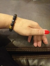 Pulsera de piedra Natural con Triple protección, brazalete de hematita y obsidiana negra, Ojo de Tigre