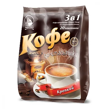 

Coffee avatico "in Italian, strong", soluble 3 in 1, 20 sachets