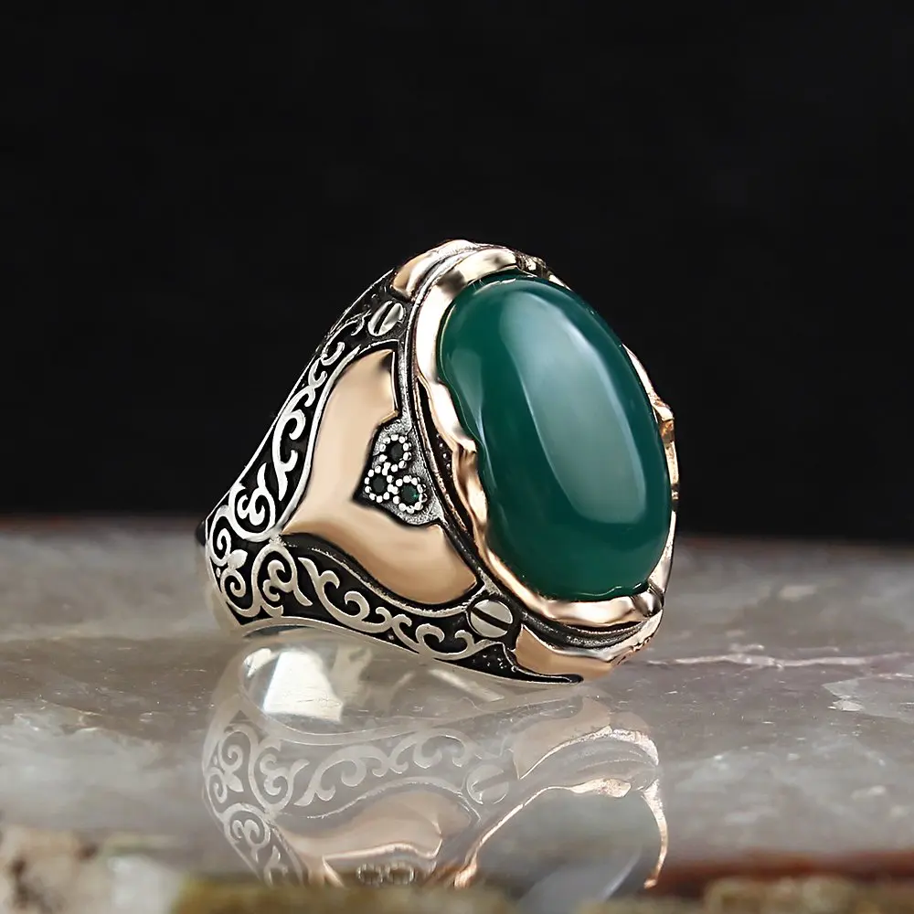 te54aGreen-925-Sterling-Silver-Ring-Men -Rings-Turkish -Jewelry - Male -Jewelry -Ring- For- Men- Women- Ring -Men -Jewelry -Made- in -Turkey