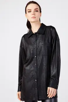 

SERESSTORE OnFashion Patterned Leather Shirt Women Autumn-Winter New Season