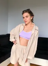 Msfancy-Conjunto de dos piezas de verano para Mujer, conjunto de pantalones cortos de 2021 algodón, camisa holgada Vintage Bohemia, pantalones cortos de cintura alta