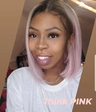 Preferred-Peluca de cabello humano ombré rosa para mujer, peluca con malla frontal Lisa morada con pelo de bebé, pelucas de encaje transparente Remy brasileño para mujer